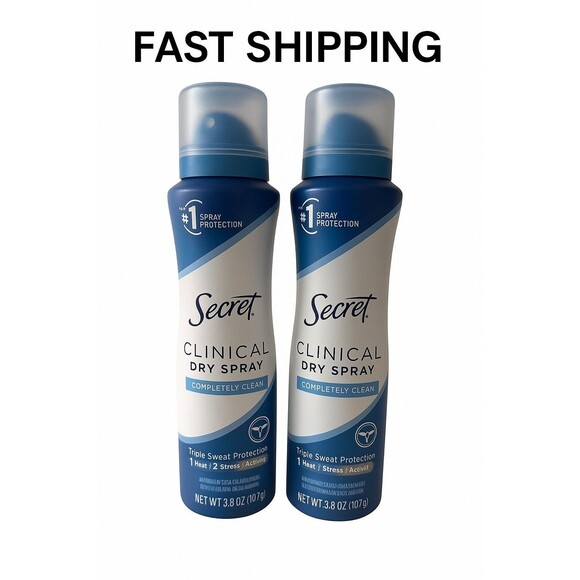 Lot Of 2 Secret Clinical Dry Spray Antiperspirant Deodorant Completely Clean NEW - Picture 1 of 5